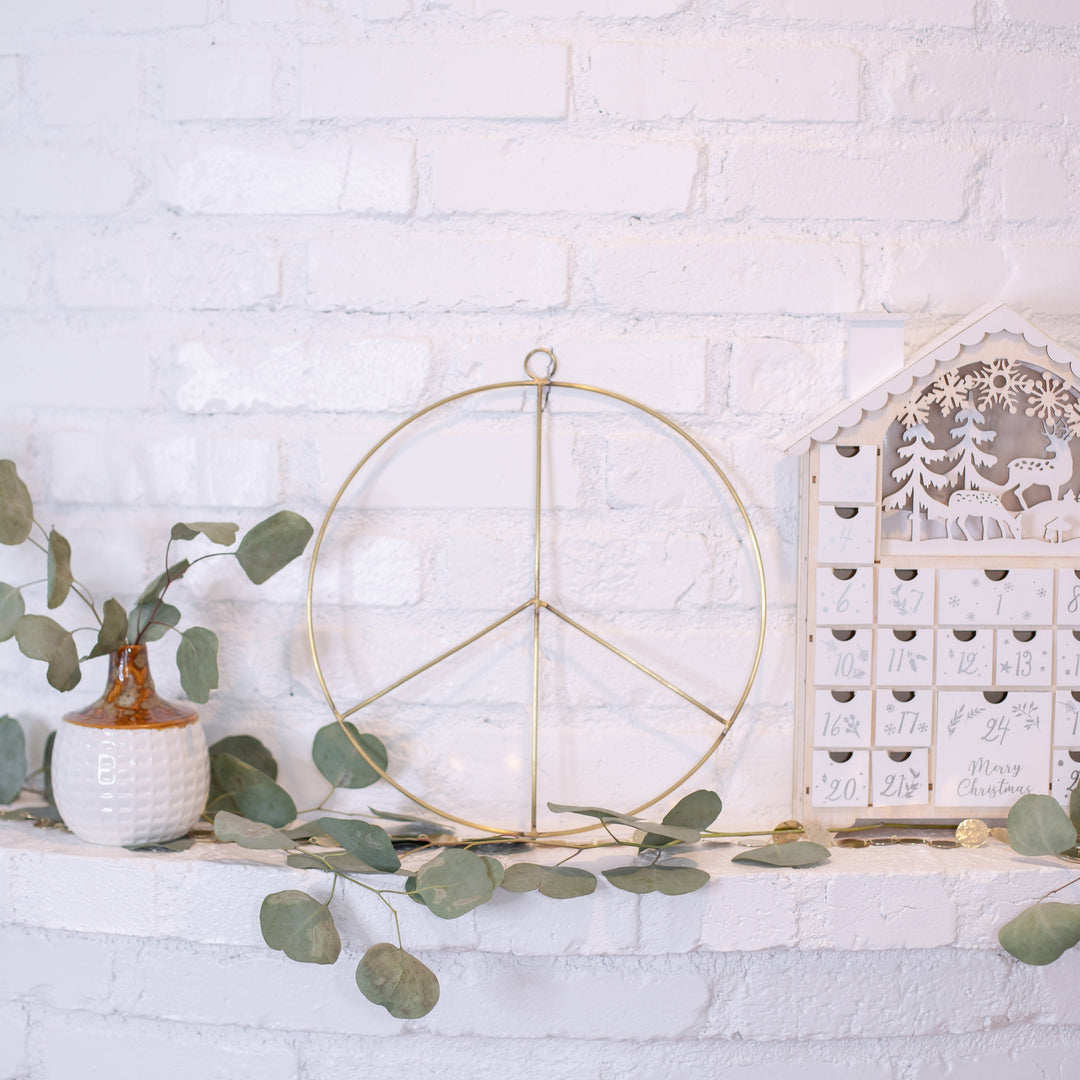 Brass Peace Sign Wreath
