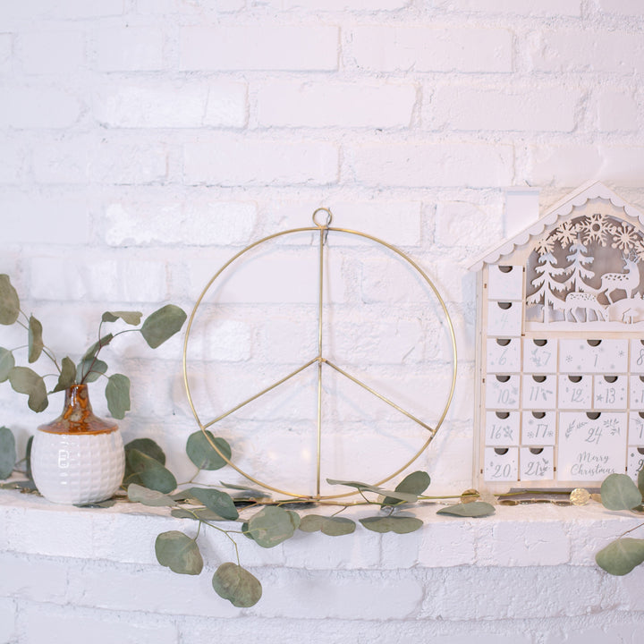 Brass Peace Sign Wreath