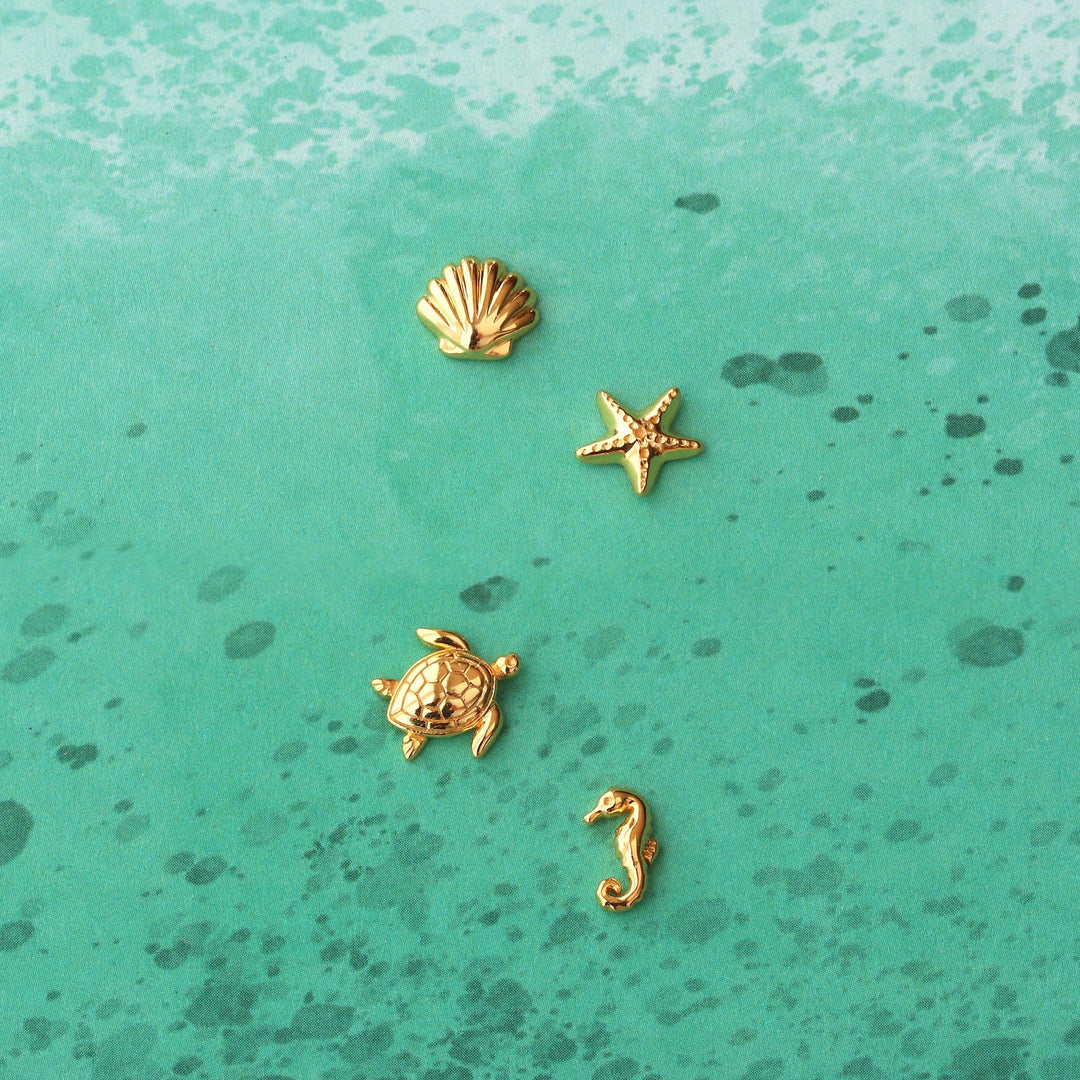 Kris Nations Seashell Stud Earrings 18k gold vermeil