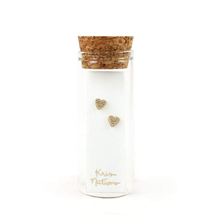Kris Nations Heart Pave Stud Earrings