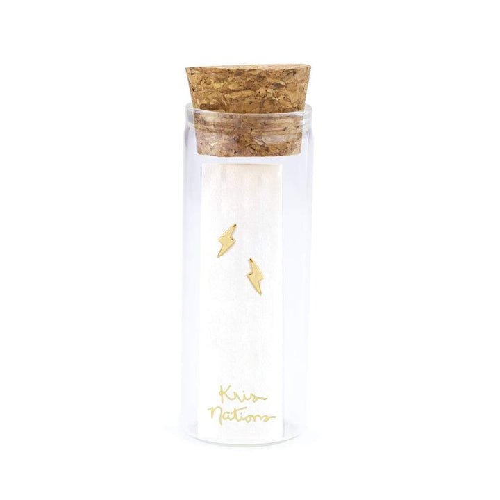 Kris Nations Gold Lightning Bolt Stud Earrings