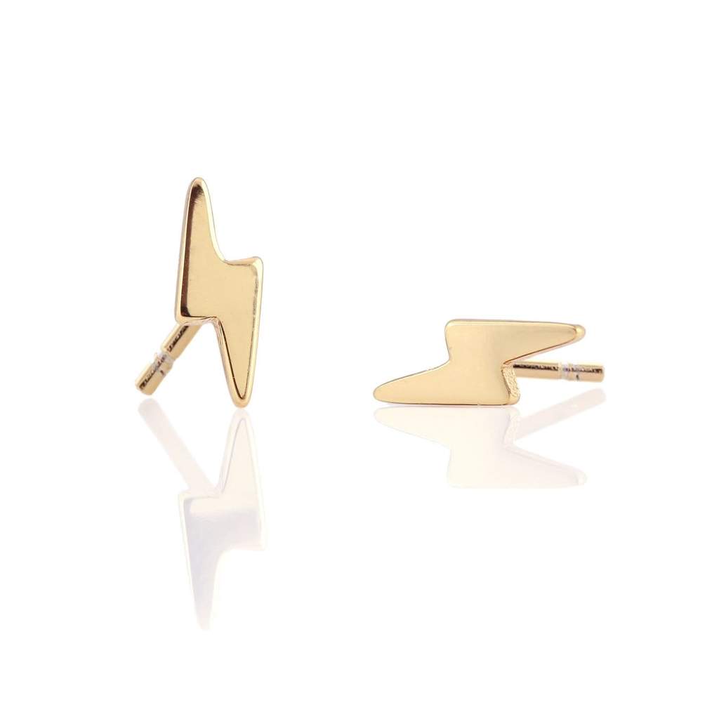 Kris Nations Gold Lightning Bolt Stud Earrings
