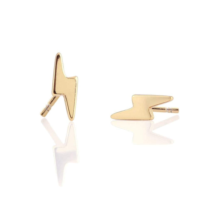 Kris Nations Gold Lightning Bolt Stud Earrings