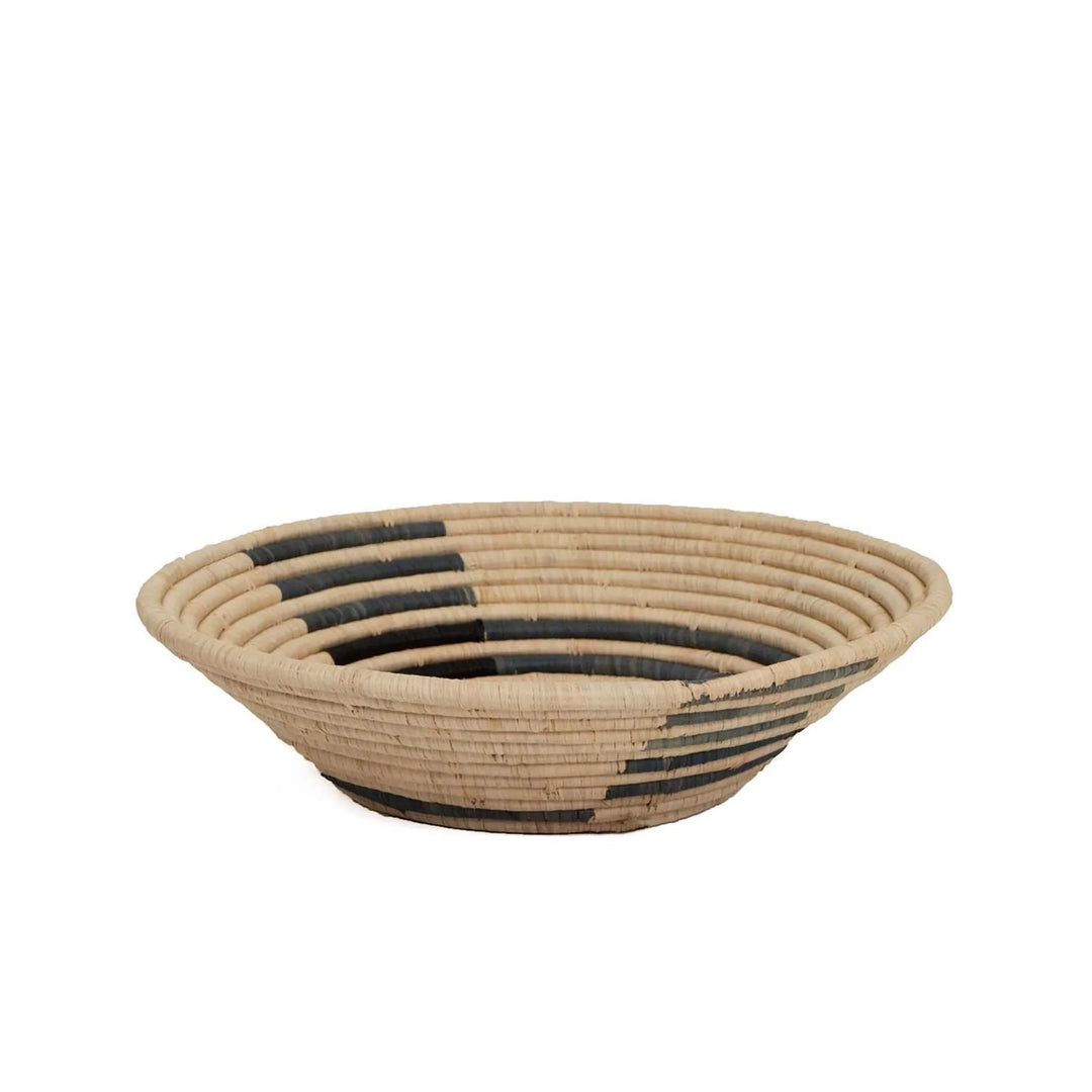 12" Large Opal Gray Geo Round Basket